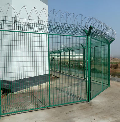 Anti Theft PVC Coated Prison Metal Wire Mesh Fencing With Barbed Wire