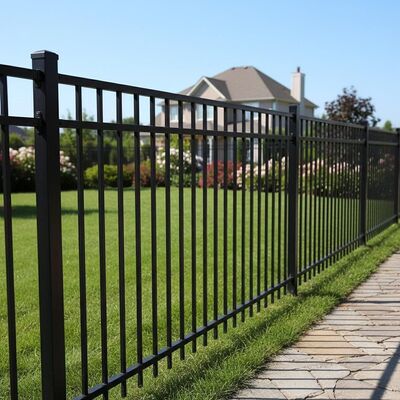Outdoor Residential Powder Coated 6 Feet Metal Steel Flat Top Fence